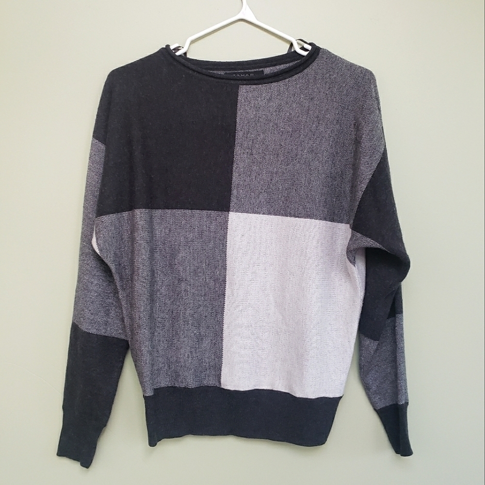 Tahari Neutral Color Block Sweater Size XS